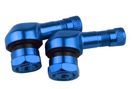 (PACK OF 2) TUBELESS BOLT ON TYRE VALVE, 10mm x 11.3mm 90° DEGREE STEM, BLUE