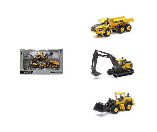 MODEL DIE CAST VOLVO CONSTRUCTION, VEHICLE 3 PACK SET, 5.5 INCH, SCALE 1:64, NEWRAY 32095