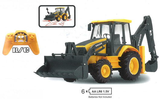 MODEL VOLVO BACKHOE LOADER, YELLOW & BLACK BL71 R/C, SCALE 1:18, NEWRAY 87913A