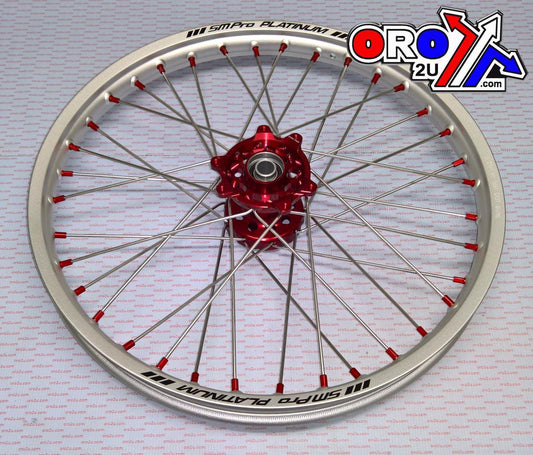 19x1.85 WHEEL HON GLOSS SILVER/GLOSS RED, GLOSS SILVER RIM, GLOSS RED HUB, SP012.03.82.00.03 MX-9011
