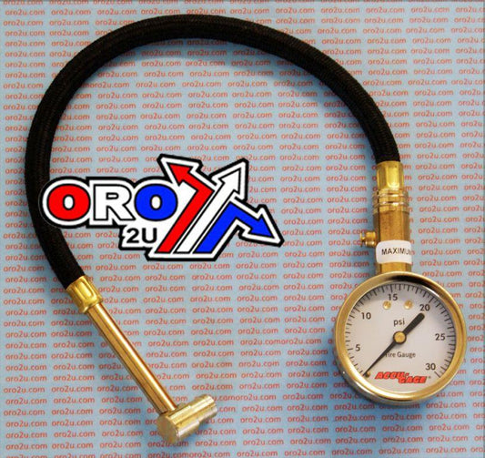 TYRE PRESSURE GAUGE 30 PSI, WITH HOSE & BLEEDER 90* TIP, RA30X