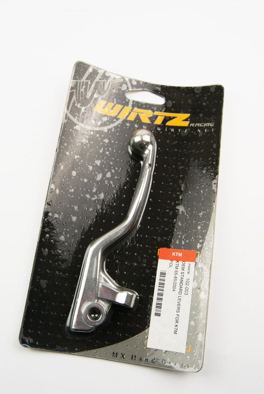 LEVER BLADE BRAKE KTM 65/85, WIRTZ 102-003 FORGED SILVER, Without Adjusting bolt