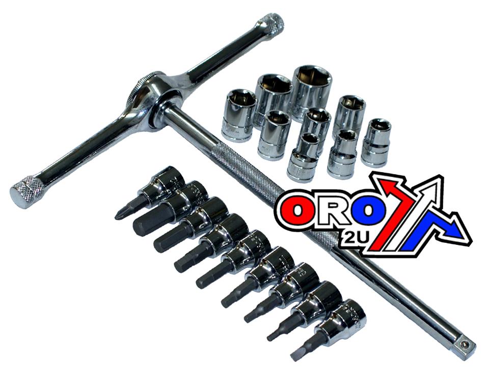 T-HANDLE RATCHET DRIVER 3/8" 19pcs. SET