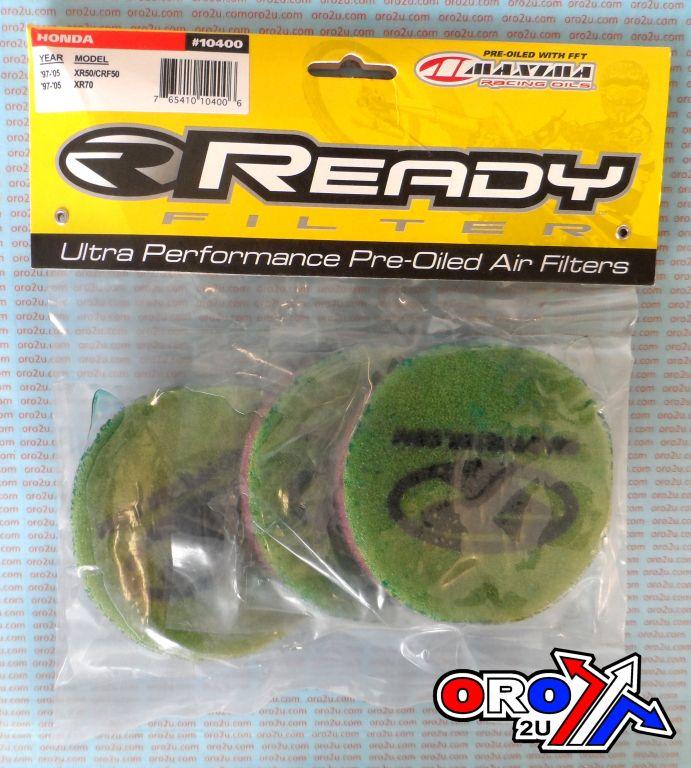 AIR FILTER 00-17 XR50 CRF70, READY 2 RACE OILED PACK-3
