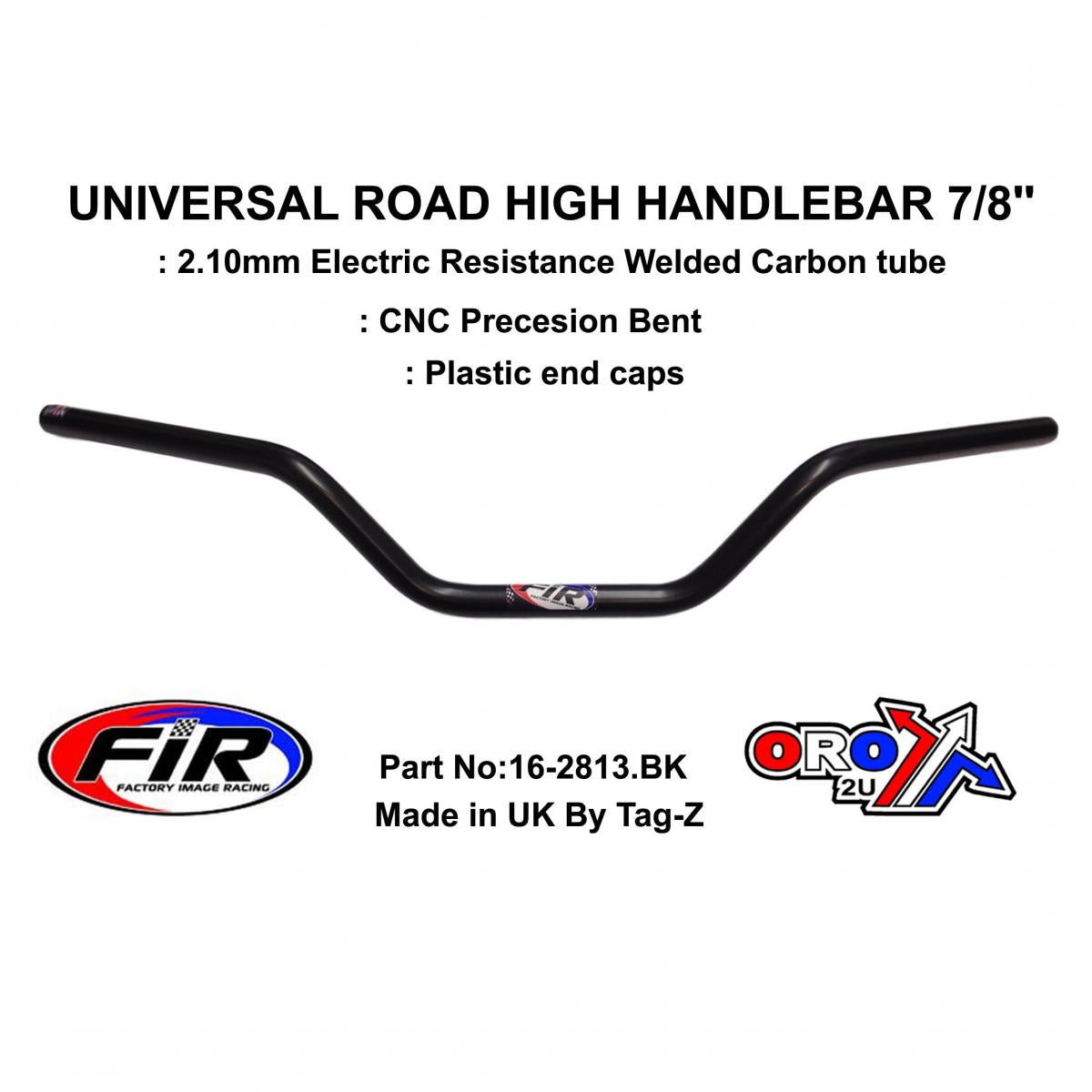 ROAD HIGH HANDLEBAR 7/8'', S/BIKE SPORTS UNIVERSAL MAT BK,  / REN REF : 756-01