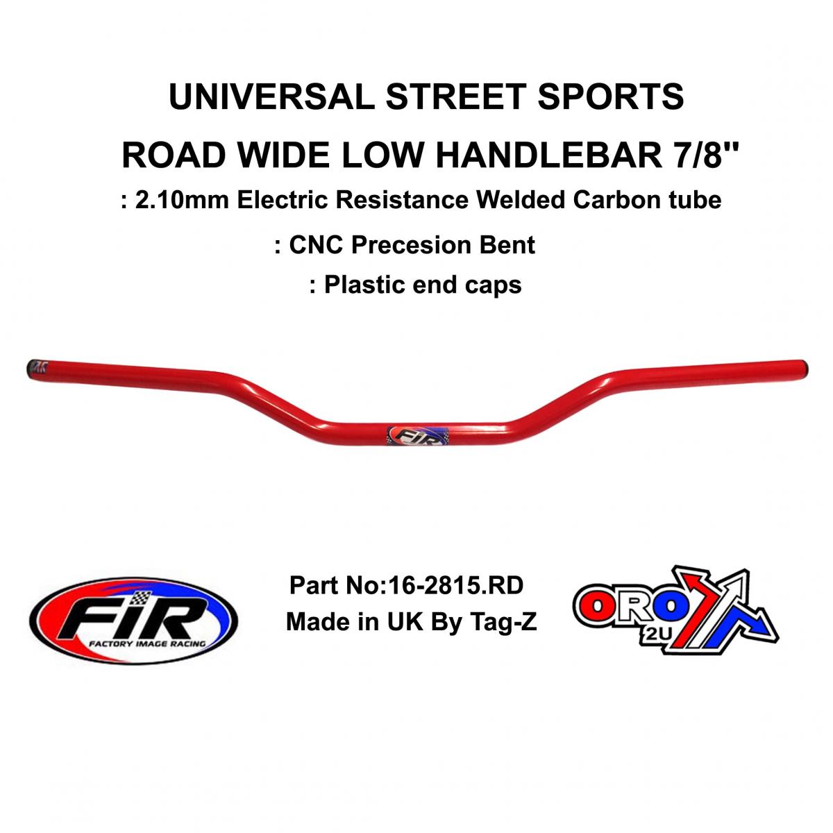 ROAD WIDE LOW HANDLEBAR 7/8'', STREET SPORTS UNIVERSAL RED,  / REN REF : 749-02