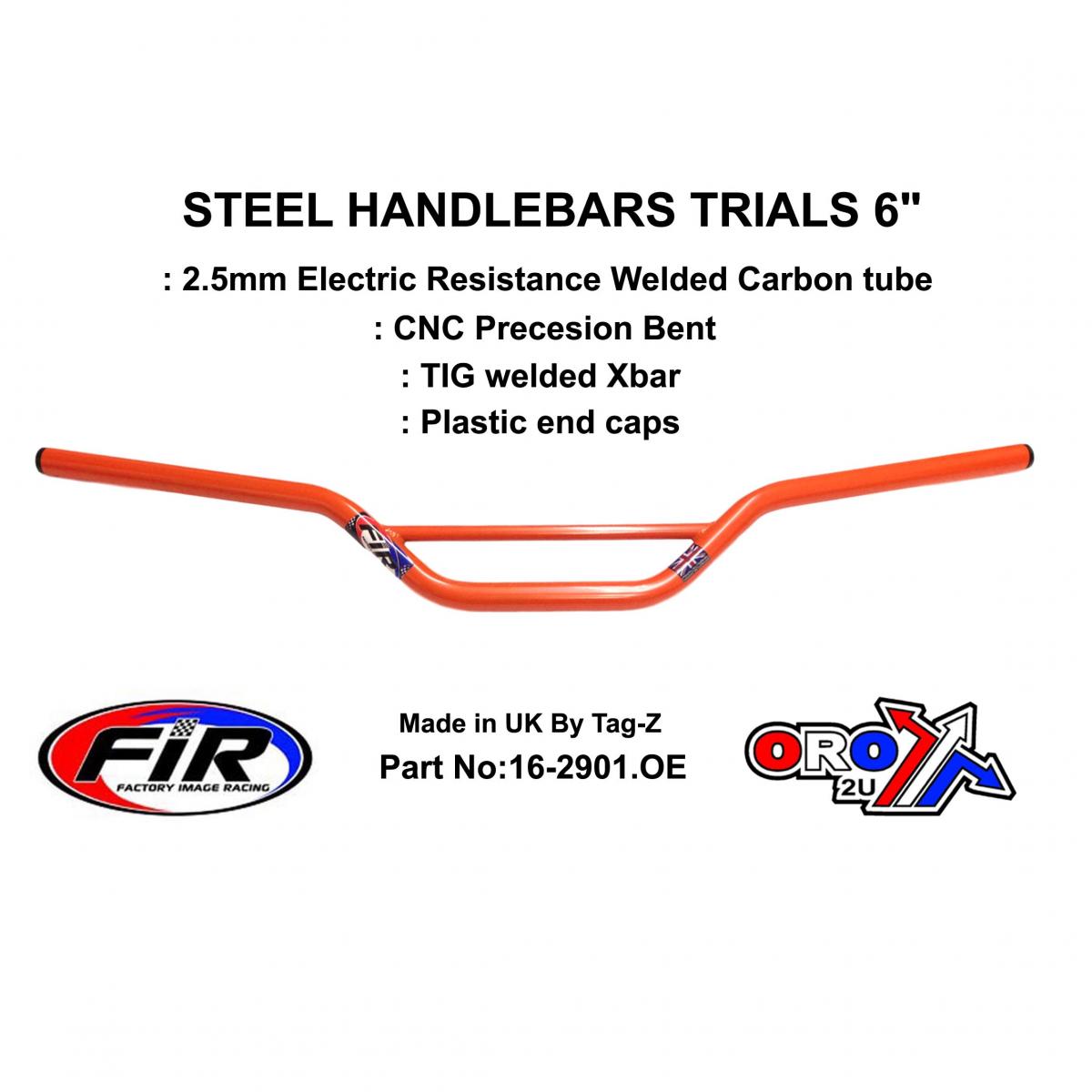 STEEL HANDLEBARS TRIALS 6", / ORANGE22mm 7/8, REF 48-768 / 768-02