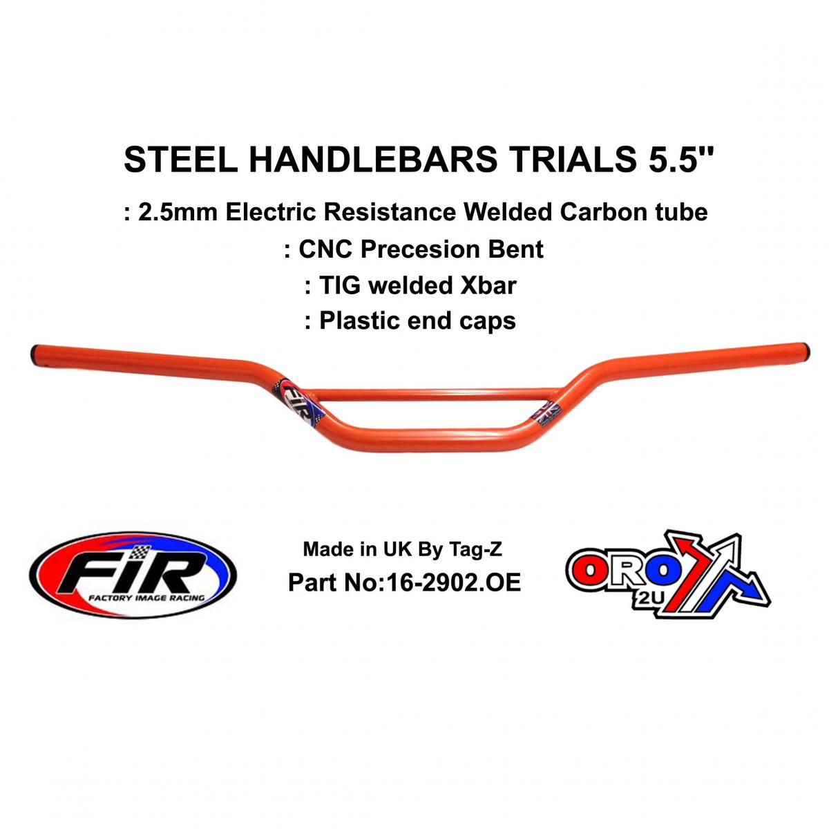 STEEL HANDLEBARS TRIALS 5.5'',  / ORANGE 22mm 7/8, REF 48-735 / 735-01