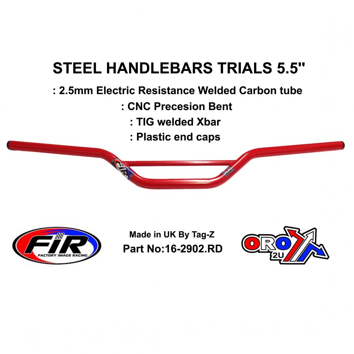 STEEL HANDLEBARS TRIALS 5.5'',  / G RED 22mm 7/8, REF 48-735 / 735-01