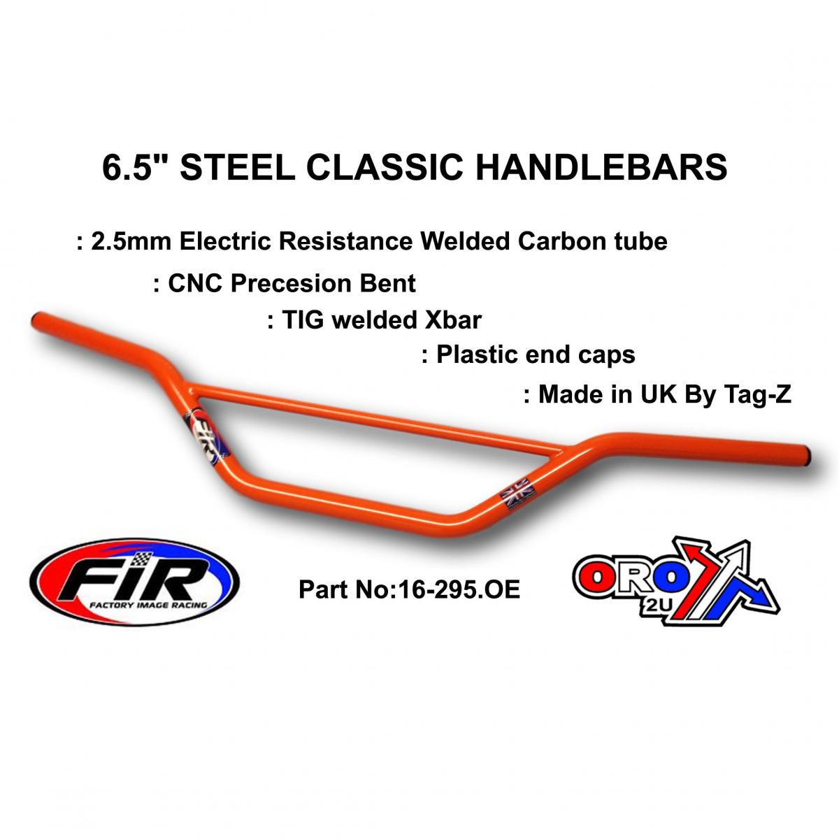 6.5" STEEL CLASSIC HANDLEBARS, / ORANGE FULL GLOSS, Made in UK [TAG-Z]