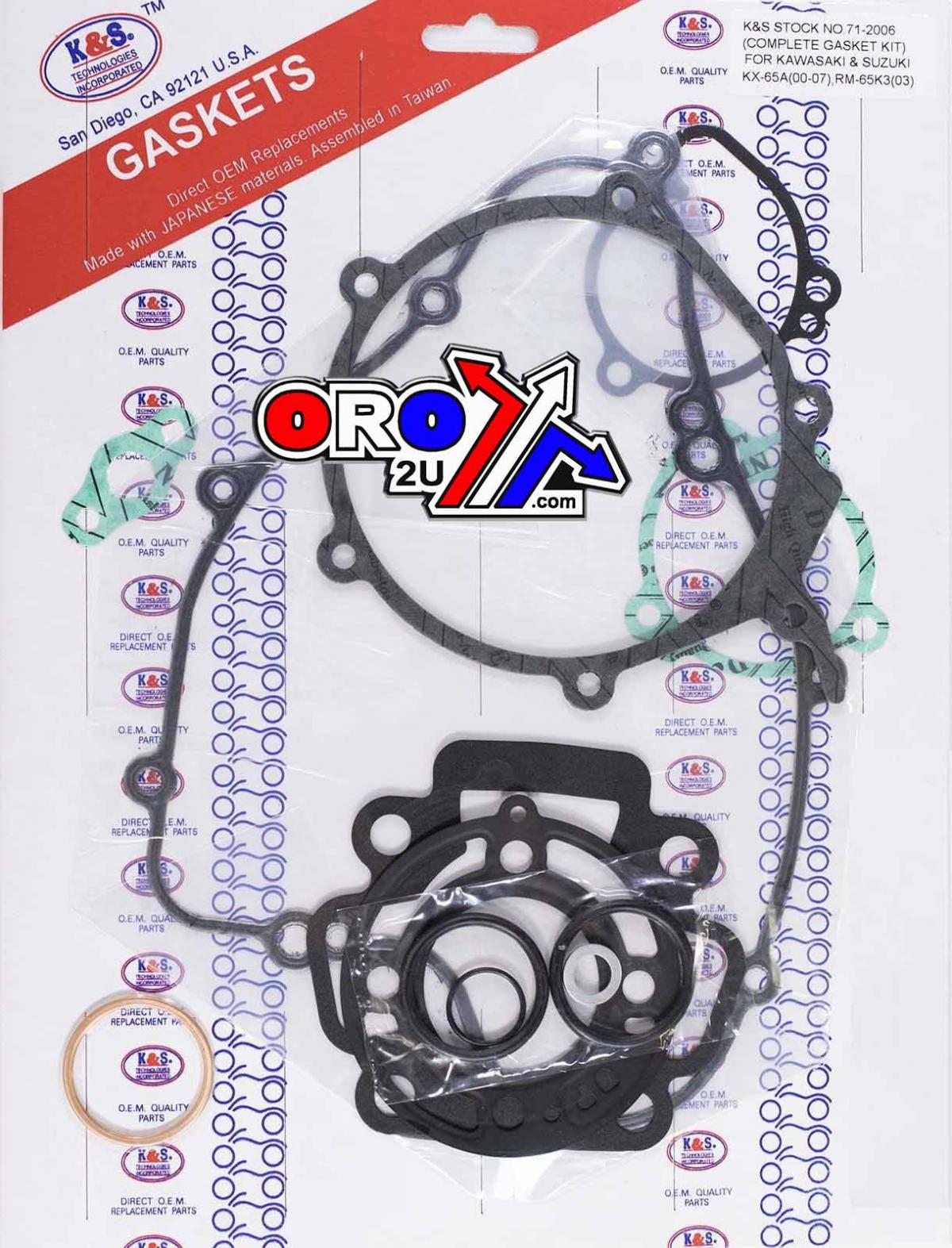 GASKET FULL SET 00-18 KX65RM65, SET COMPLETE K&S 71-2006
