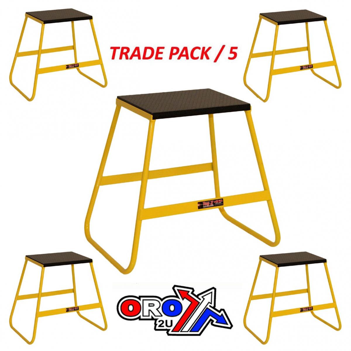TRADE PACK 5 BIKE STANDS YELOW, 440mm TALL, LIGHT WEIGHT, MX