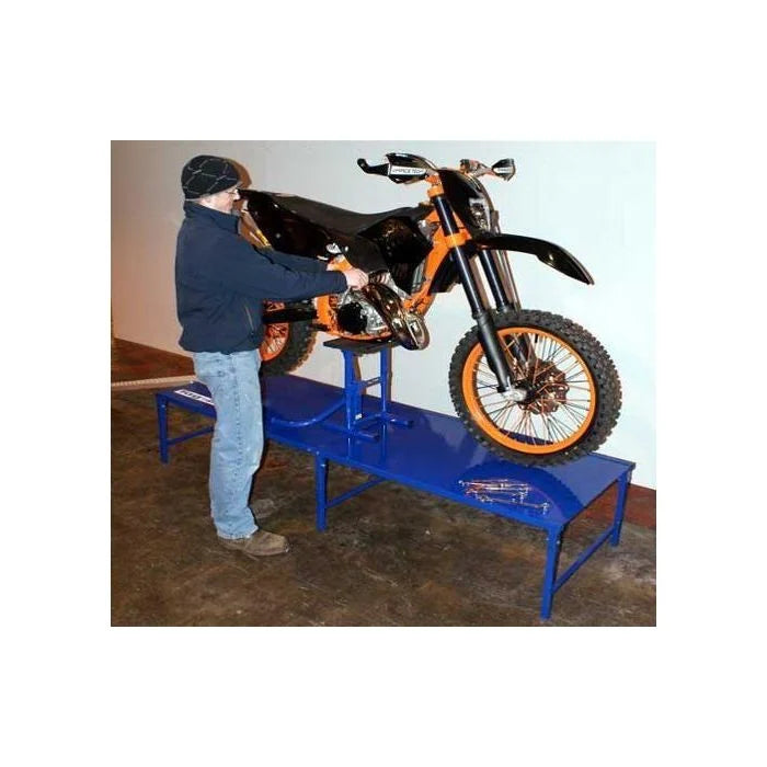 MOTORCYCLE WORKBENCH 440, YZ BLUE, BIKE WORK BENCH, 42kg FREIGHT CHARGE L115xH20xW70cm