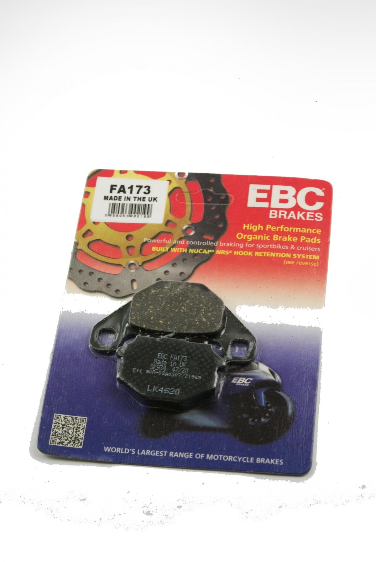 BRAKE PADS STD KEVLAR ORGANIC, EBC FA173 SEMI-METAL BLACK