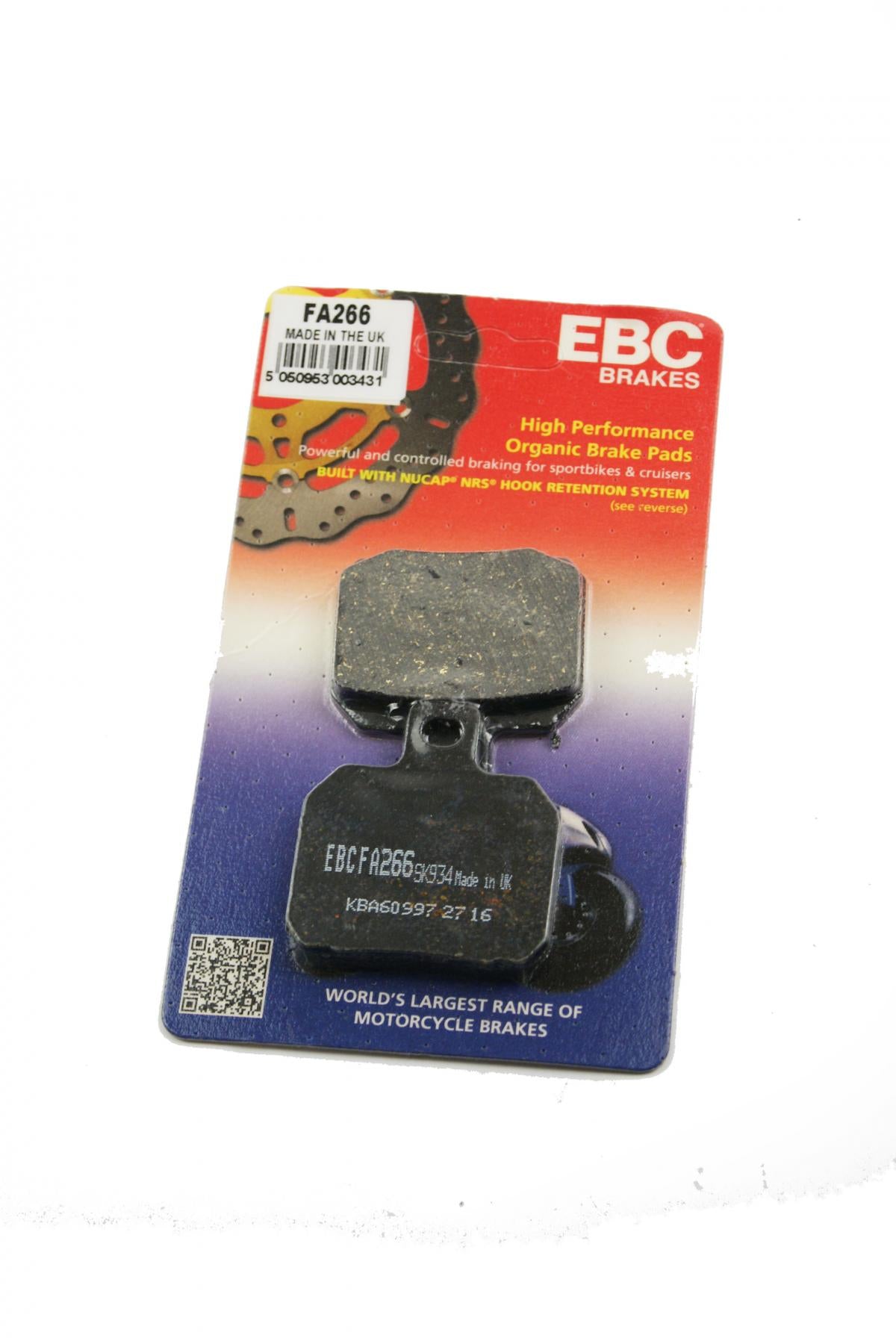 BRAKE PADS Kevlar Organic, EBC FA266 Black Touring - Road