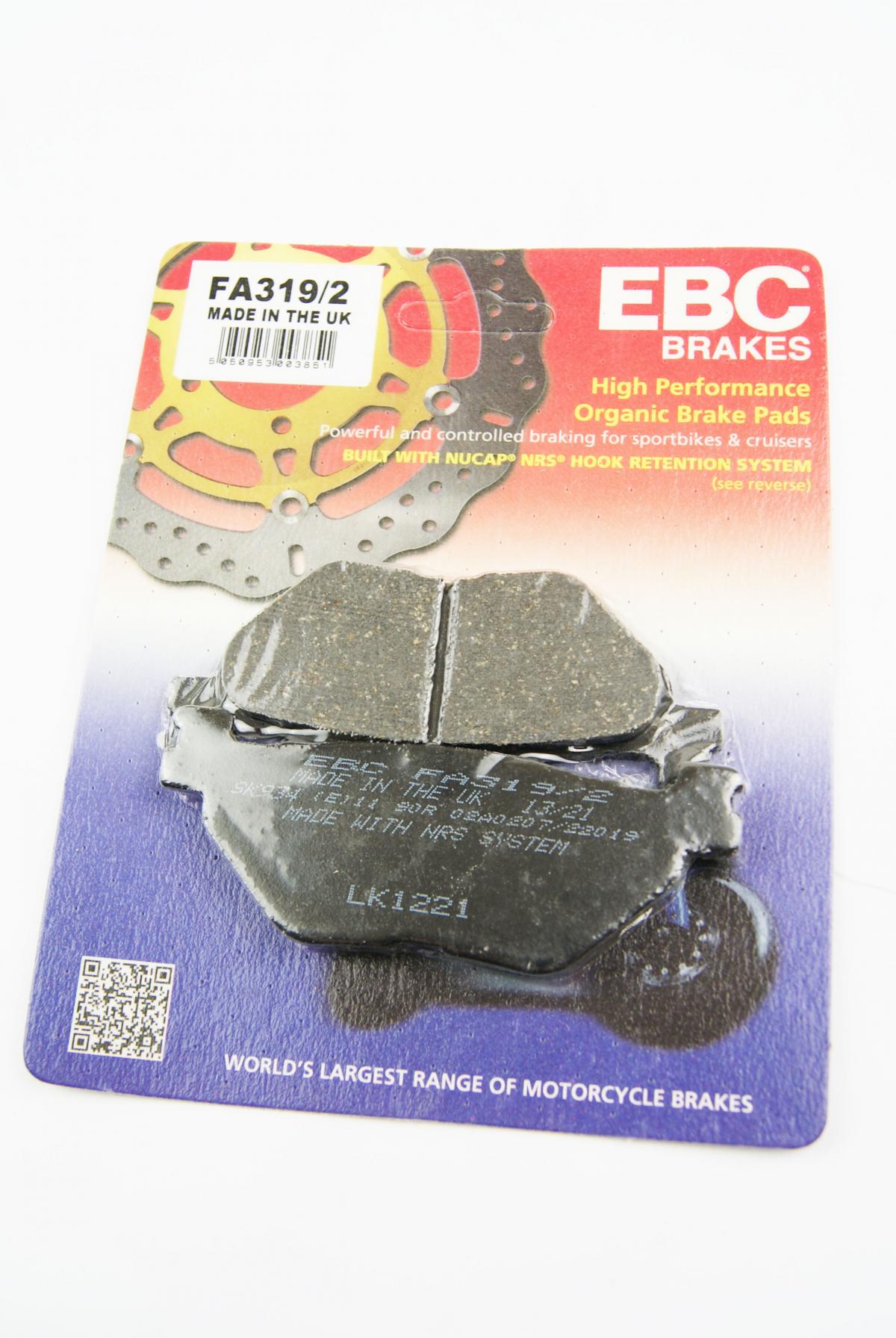 BRAKE PADS FA319/2 EBC, EBC FA319/2, THICKNESS 9.5mm