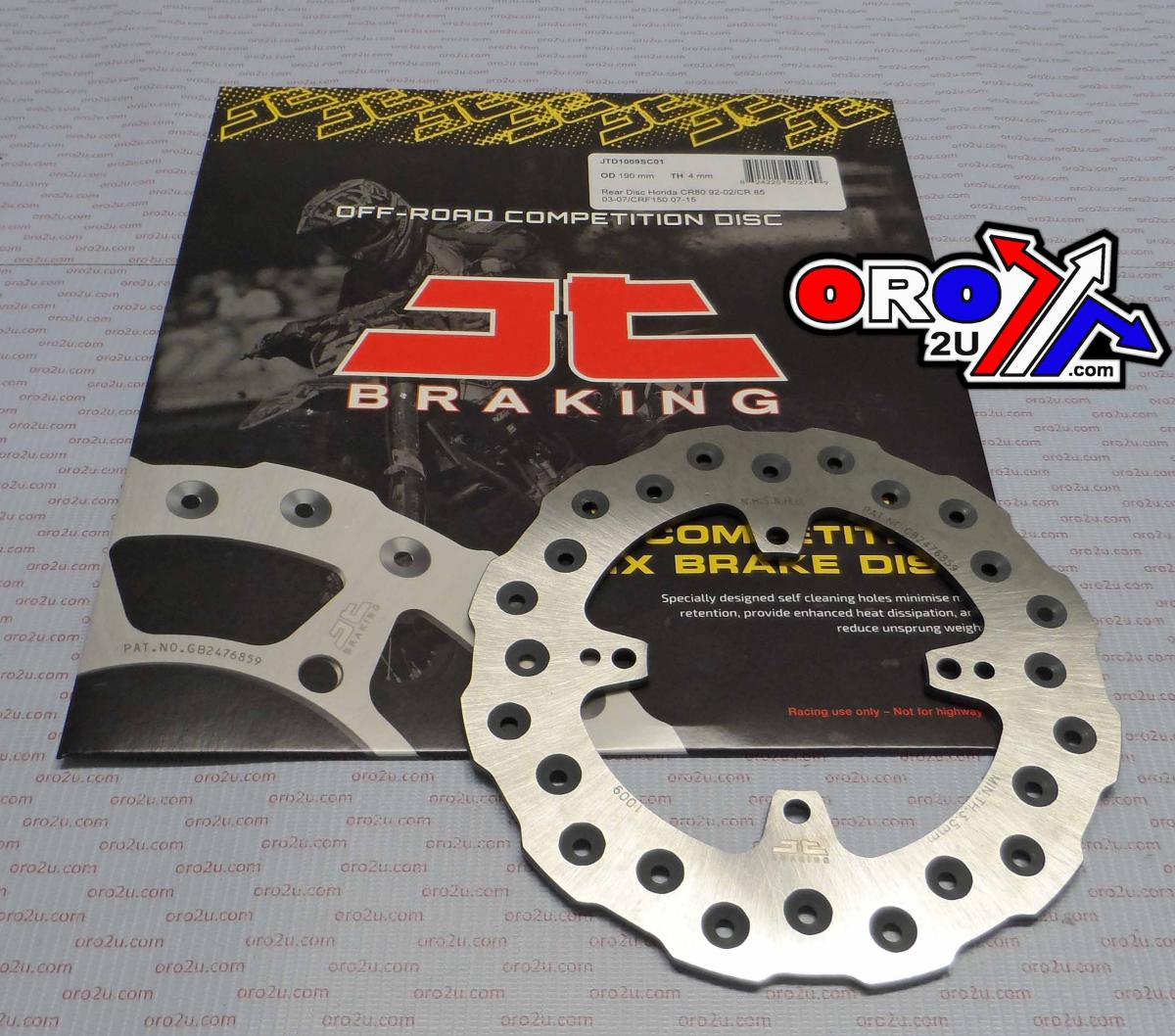 DISC BRAKE REAR CR80 CR85 JT, JTD1009SC01 CRF150R 07-16, SELF-CLEANING HOLES