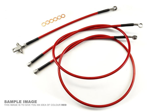 HOSE FRONT BRAKE RED +2", HONDA TRX450R 04-09, KIT/3 FIR, KIT DONE