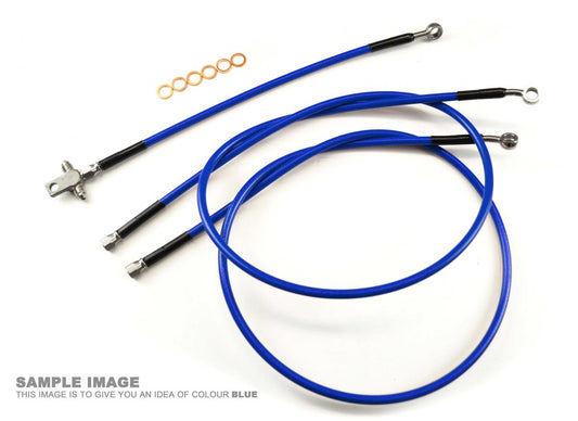 HOSE FRONT BRAKE +3" BLUE / BK, 2003-06 Yamaha YFS200 Blaster FIR, KIT DONE