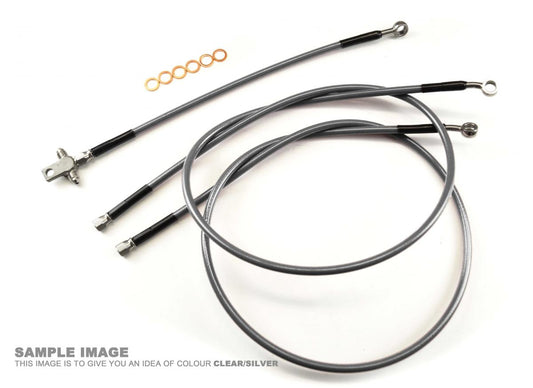 HOSE FRONT BRAKE +2" SILVER/BK, YAMAHA YFZ450 2004-2009 FIR