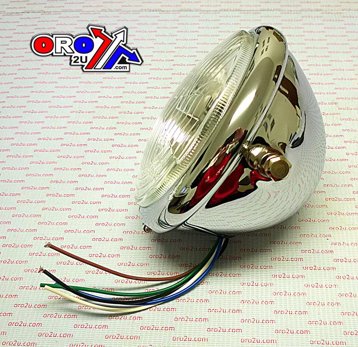 HEAD LIGHT ROUND 5.5" 140MM CHROME 12V, UNIVERSAL, MC-01098