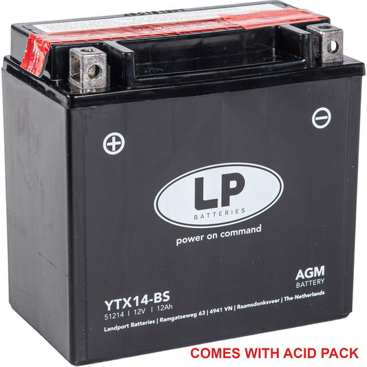 BATTERY LTX14-BS 12V MA.FREE, LANDPORT 51214 Maintenance Fre, AMG, YTX14-BS