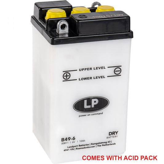 BATTERY B49-6 6V 8Ah., LANDPORT 00811 WITH ACID PACK, ROAD, MC MA B49-6