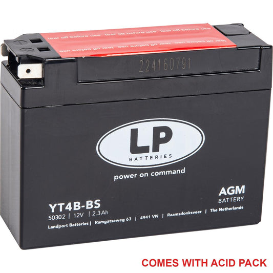 BATTERY LT4B-BS 12V 2.3Ah, LANDPORT 50399 MAINTENAN FREE, YT4B-5 AGM, MA LT4B-BS, MB LT4B-BS
