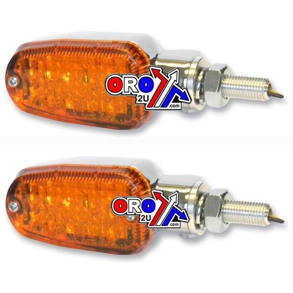 INDICATORS ALUMINUM CHROME SET/2, AMBER LENS, LED UNIVERSAL E MARKED, 2 WIRE, 26-7700CH