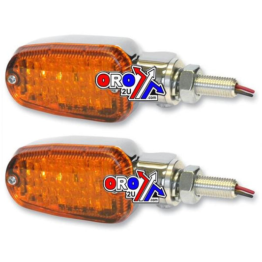INDICATORS ALUMINUM CHROME SET/2, AMBER LENS, LED UNIVERSAL E MARKED, 3 WIRE, 26-7701CM