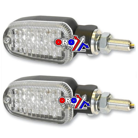 INDICATORS ALUMINUM BLACK SET/2, CLEAR LENS, LED UNIVERSAL E MARKED, 2 WIRE, 26-7704BK