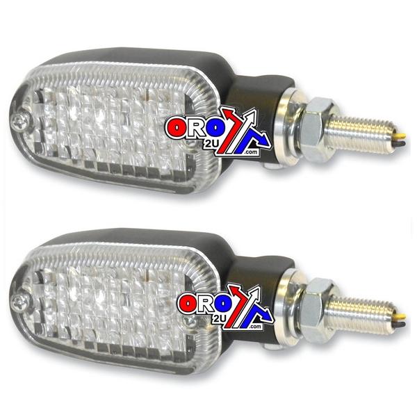 INDICATORS ALUMINUM BLACK SET/2, CLEAR LENS, LED UNIVERSAL E MARKED, 3 WIRE, 26-7705BK