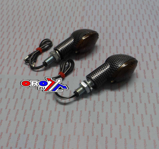 INDICATORS SMOKE 20mm SET/2 Carbon Effect Housing inc bulb E marked MT-003-S-CB20