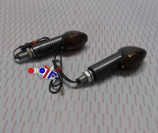 INDICATORS SMOKE 40mm SET/2 Carbon Effect Housing inc Bulb E MARKED MT-003-S-CB4