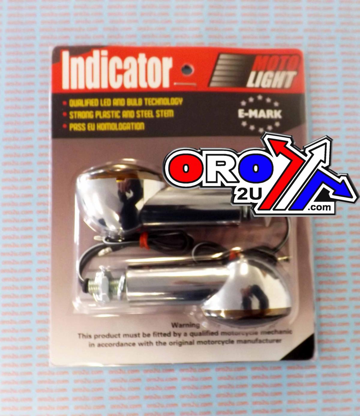INDICATORS SMOKE 40mm SET/2 Chrome Housing inc Bulb E MARKED MT-003-S-CR40