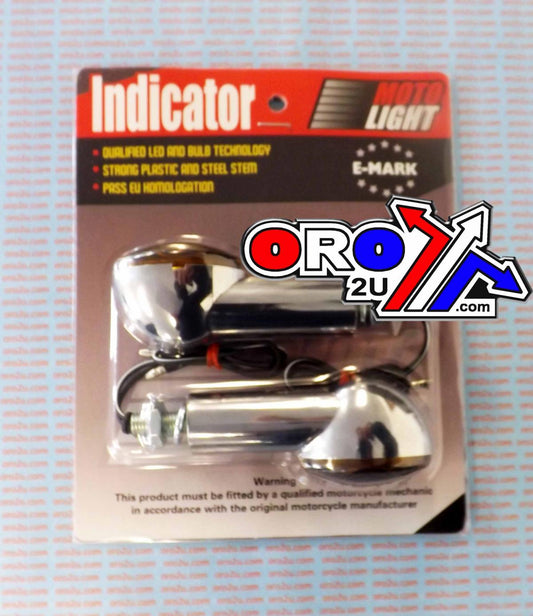 INDICATORS SMOKE 40mm SET/2 Chrome Housing inc Bulb E MARKED MT-003-S-CR40