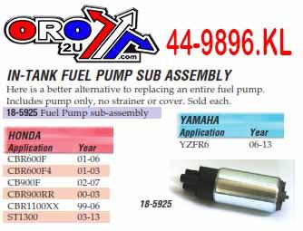 FUEL PUMP SUB ASSEMBLY, K&L 18-5925 HONDA CBRs ST1300