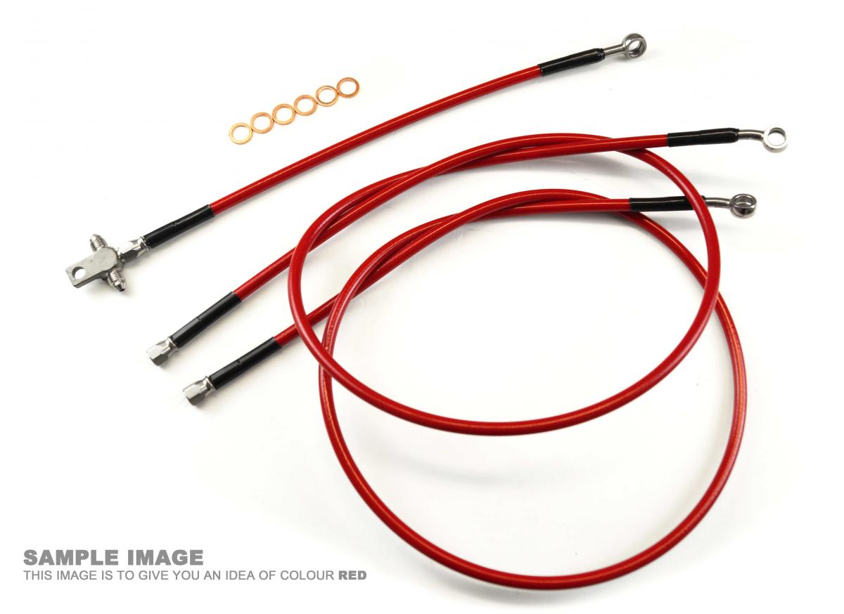 HOSE FRONT BRAKE SET/3 RED/BK