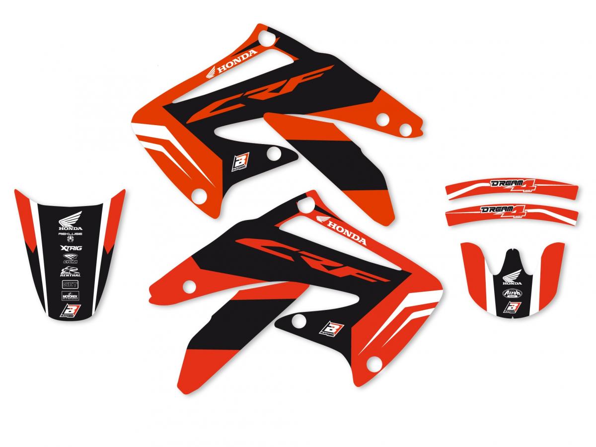 02-04 CRF450 DREAM 4 GRAPHIC, BLACKBIRD DECAL SET 2137N