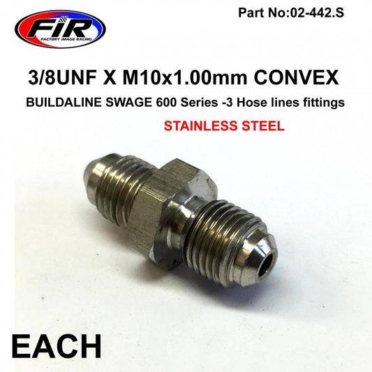 3/8 UNF to M10 x 1.00 CONVEX ADAPTER 305-03-31 600-03 STAINLESS STEEL, 3/10100AS