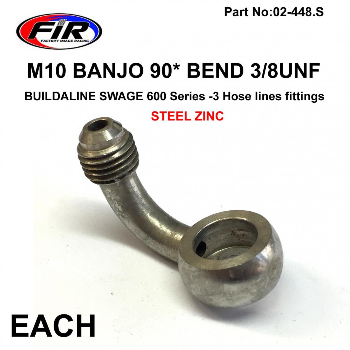 M10 BANJO 90* BEND 3/8UNF FR, B599-03C SWAGE CRIMP FITTING 600 Series -3,  / STEEL ZINC