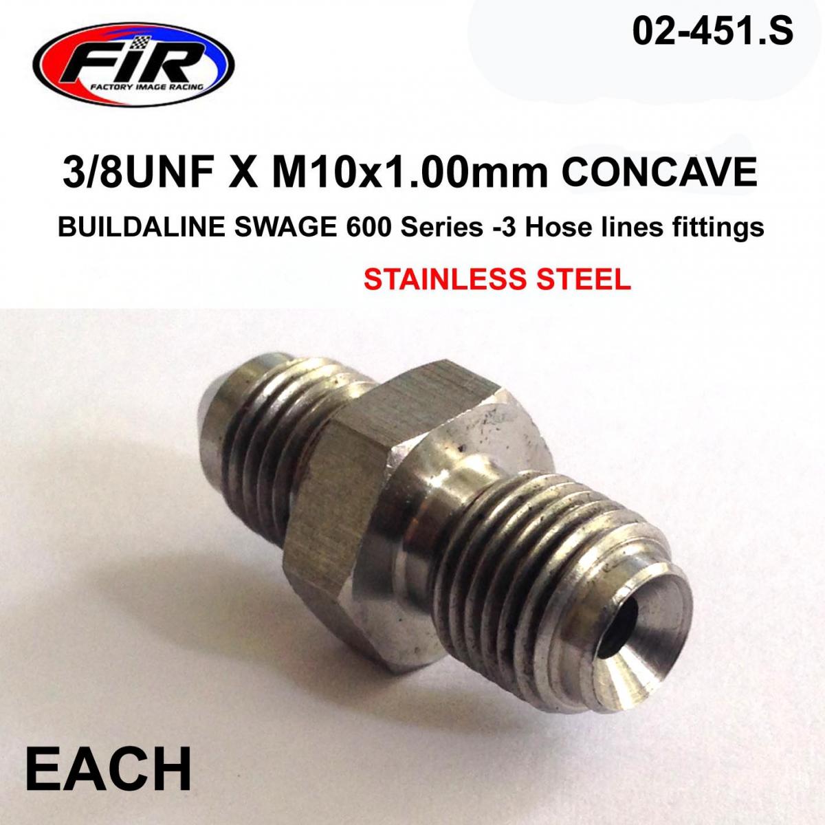 3/8UNF X M10x1.00mm CONCAVE FR, SWAGE CRIMP FITTING 600 Series -3,  / STAINLESS STEEL