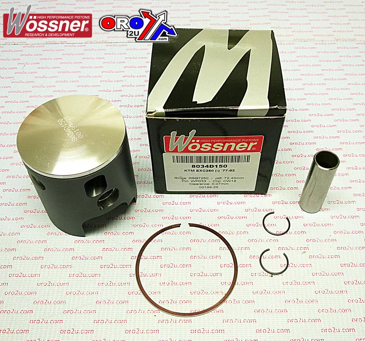 PISTON KIT 77-82 KTM250 73.00, WOSSNER FORGED 8034D200