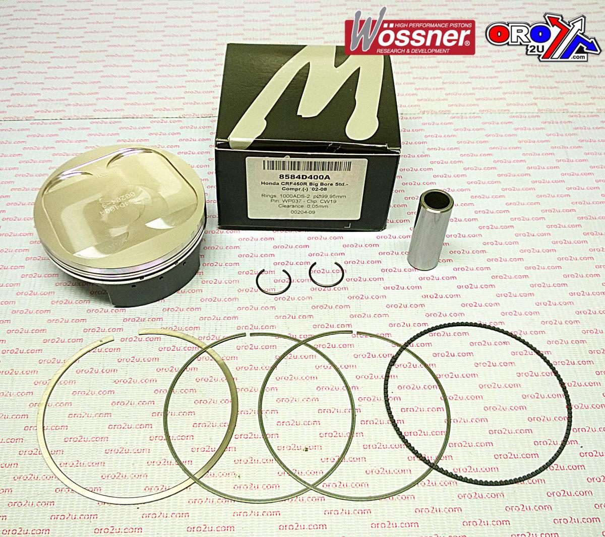 PISTON KIT 02-08 CRF450 100mm, WOSSNER 8584D400A BIG BORE