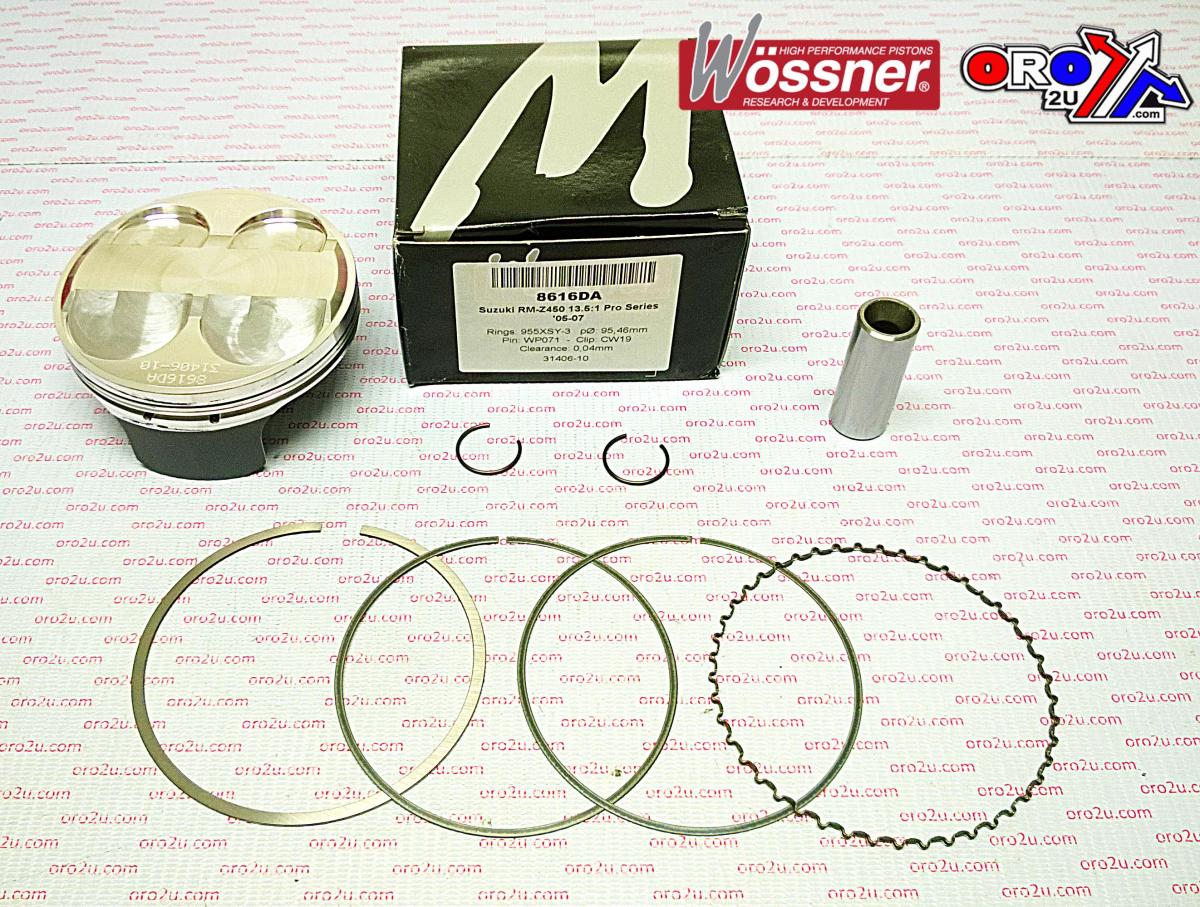 PISTON 05-07 RMZ450 95.50 HC, FORGED WOSSNER KIT 8616DA, 12111-35G01-0F0