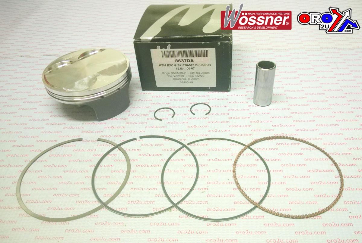 PISTON KIT KTM 520 525 EXC SX, WOSSNER 8637D200 KTM 00-09 HC