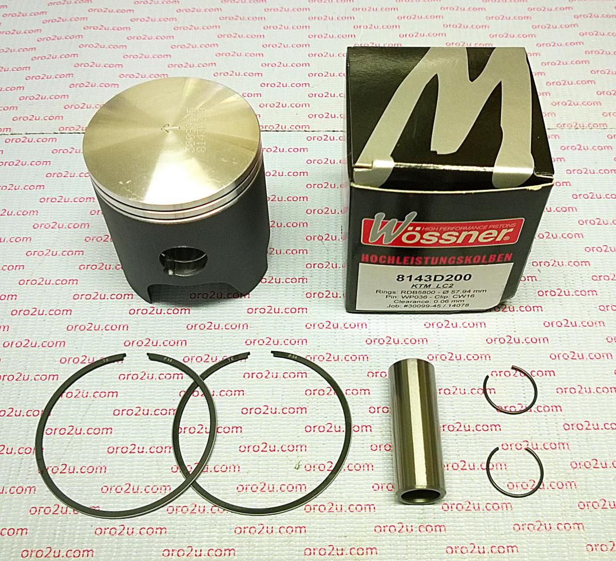 PISTON KIT KTM125 LC2 57.50, FORGED WOSSNER 8143D150