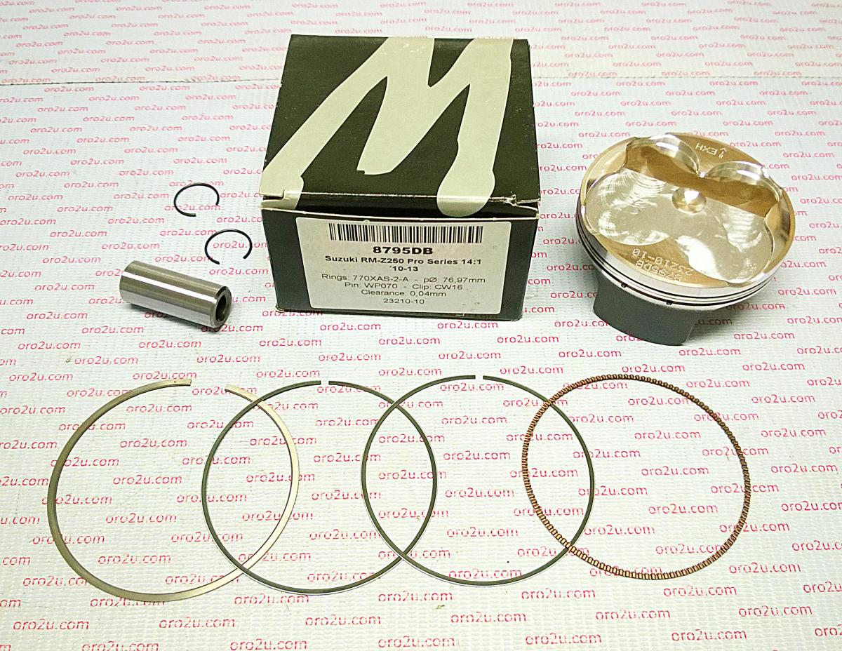 PISTON KIT 10-23 RMZ250 77 HC, COMP 14:1 WOSSNER 8795DA 12111-49H00-0F0