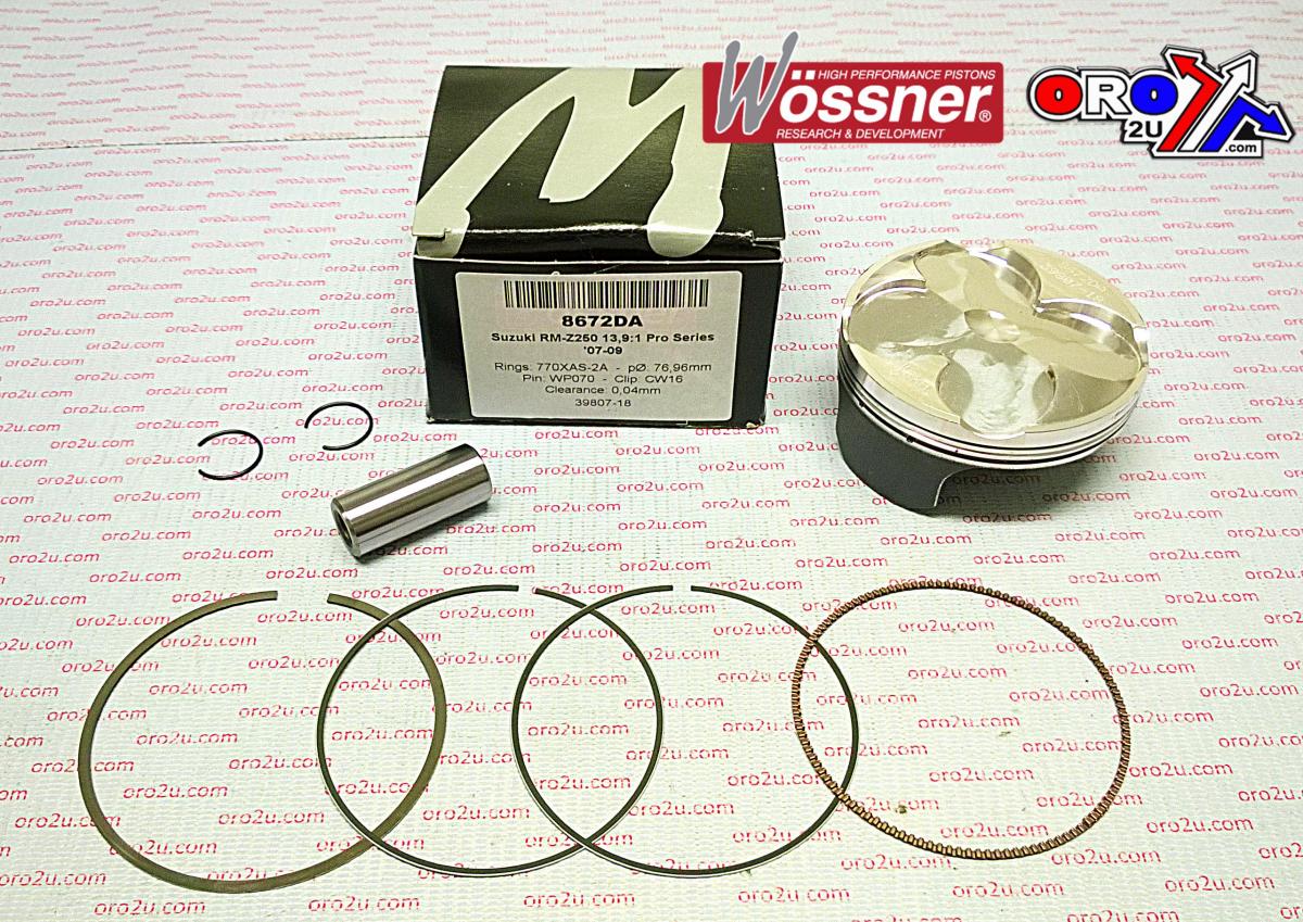 PISTON KIT 07-09 RMZ250 HC 77, FORGED WOSSNER 8672DA 12111-10H20-0F0