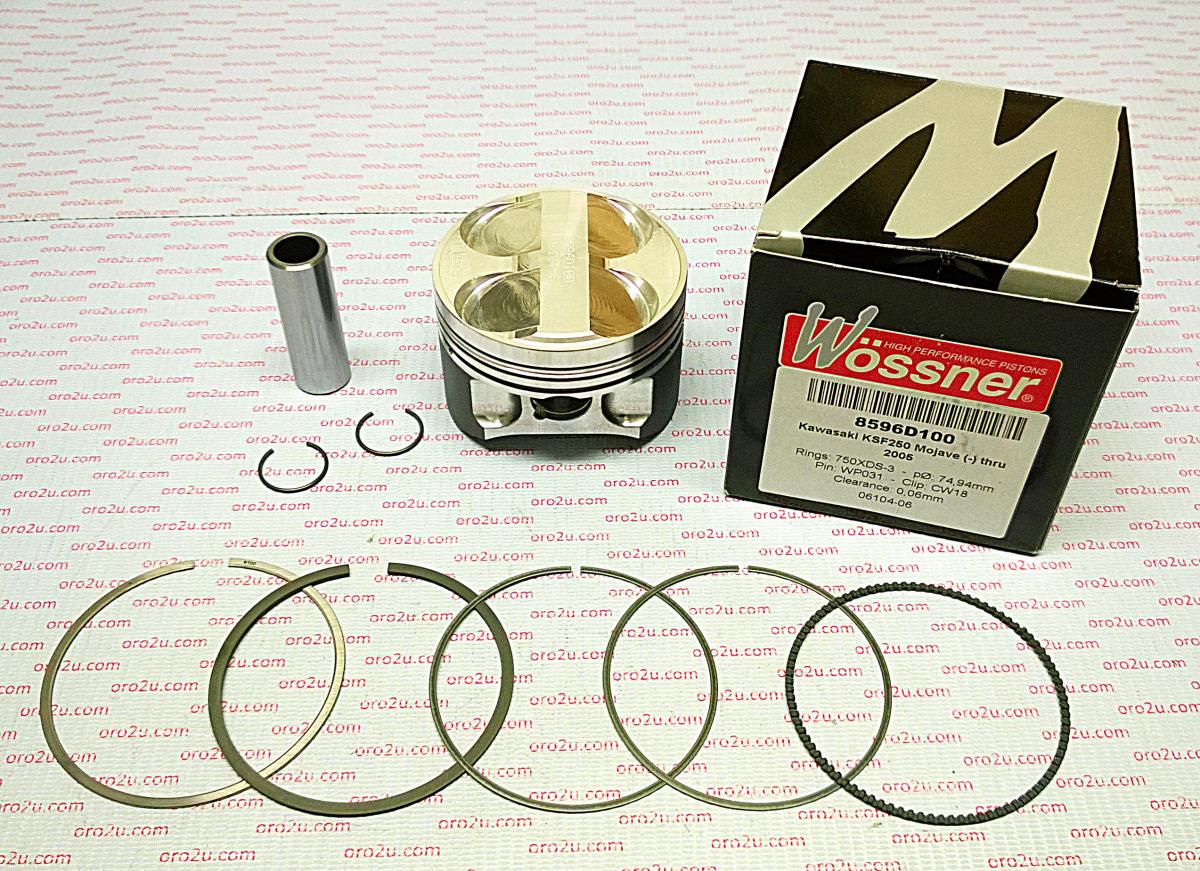 PISTON KIT 87-05 KSF250 75.00, FORGED WOSSNER 8596D100
